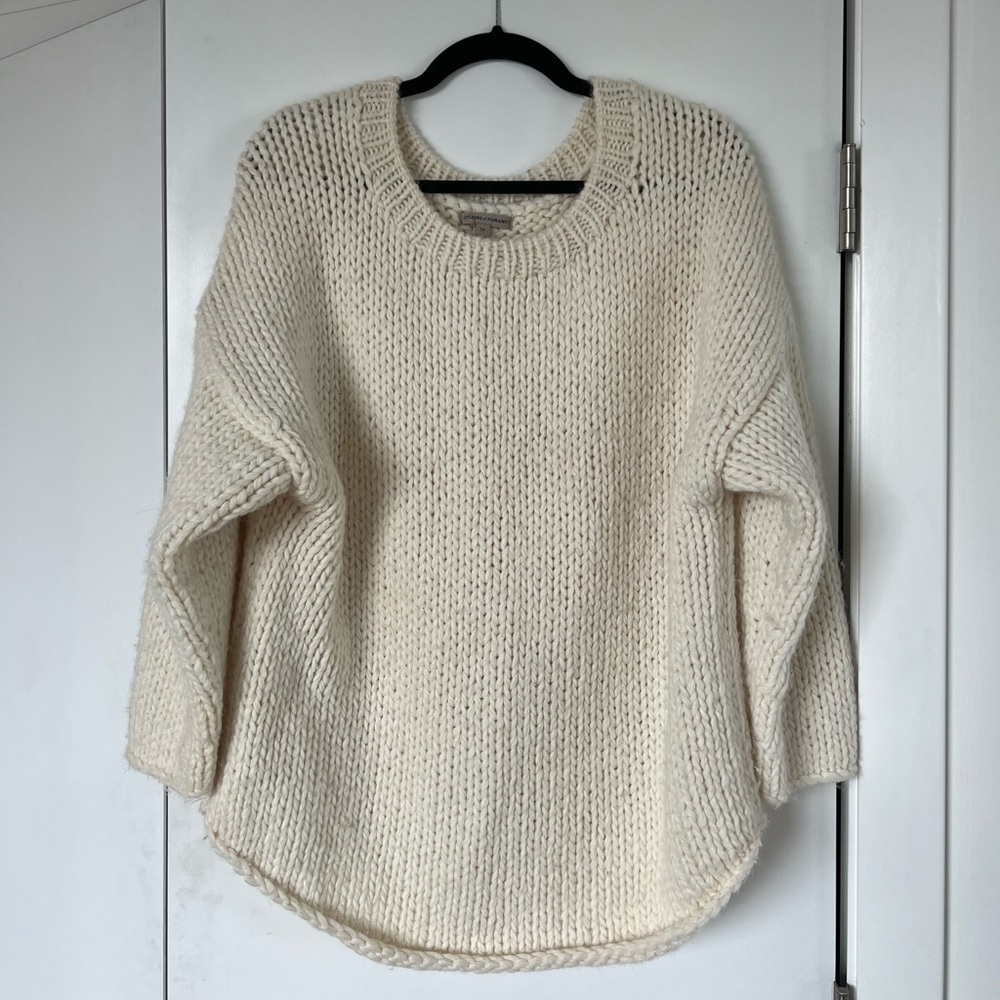 CITIZENS OF HUMANITY CREAM CHUNKY FISHERMAN KNIT SWEATER M